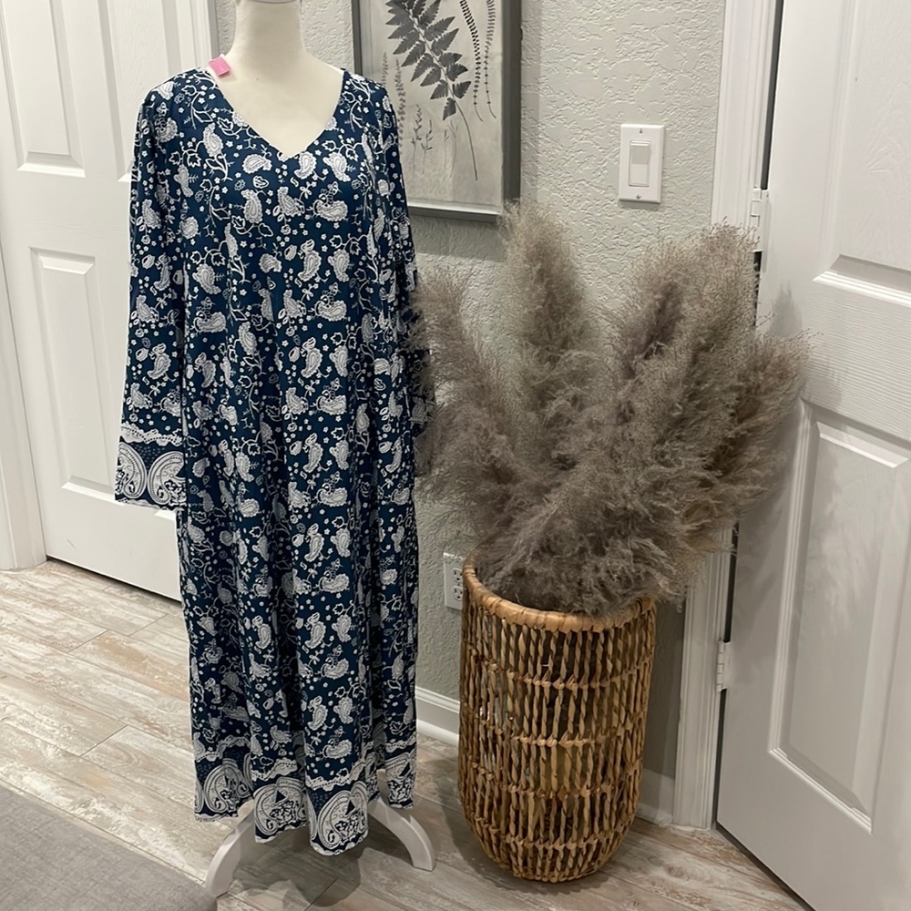 Paisley printed light weight long sleeve tunic dress